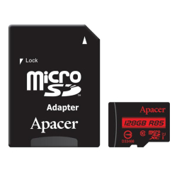 pamětová karta micro SDHC/SDXC Apacer, UHS-I, 128GB Class10, s adaptérem (85MB/s) 