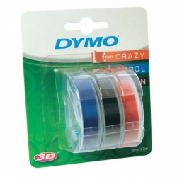 páska DYMO S0847750 pro štítkovače 3D, 9mm x 3m - sada bílý tisk/černá,modrá,červená páska 